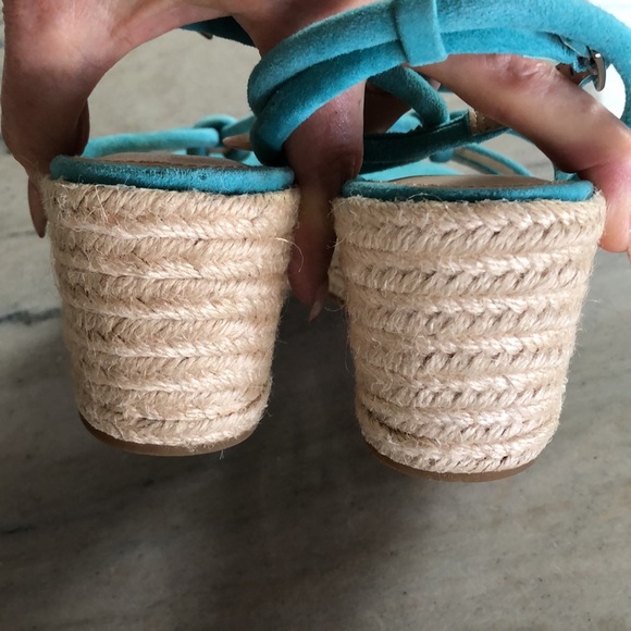 Like new Pelle Moda turquoise suede espadrille wedge heel 7.5 - Picture 5 of 10